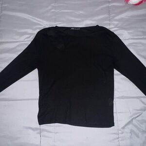 Zara black shirt with open in the shoulder